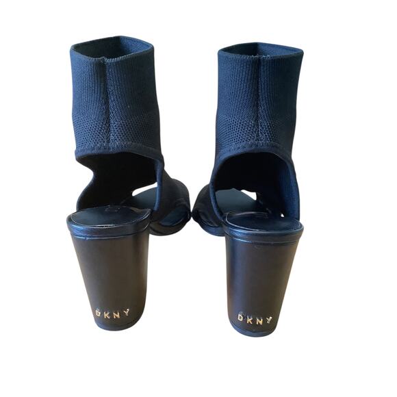DKNY BLACK KNIT UPPER OPEN TOE & HEEL ANKLE BOOTIES 8-8.5 - Picture 4 of 8